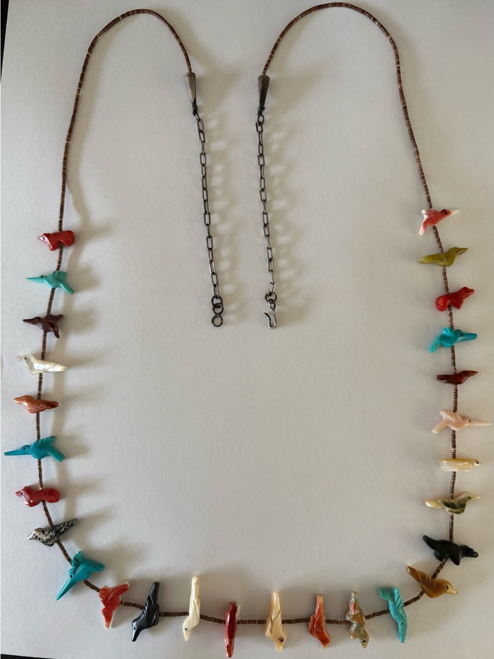 Zuni Native American Verna Kushana Multicolor birds Bead Necklace Women’s Rare